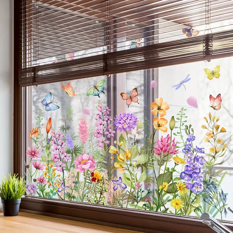 1+1 Free | Colorful Flower Bouquet Window Stickers