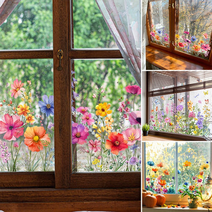 1+1 Free | Colorful Flower Bouquet Window Stickers