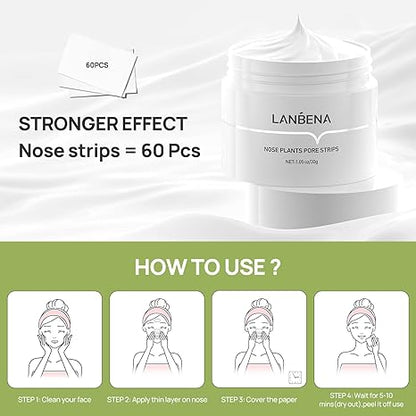 LANBENA™ Blackhead Remover Exfoliating Mask with 60 Strips