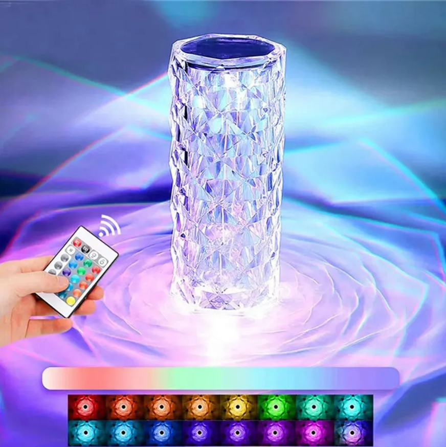 SparklingGlow | LED Crystal Touch Table Lamp with 16 Colors and Remote Control